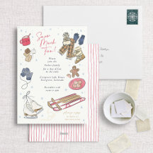 Convite para aquarela de festas de inverno muito d