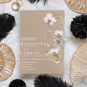 Convite para Aquarela de Flor Selvagem de Campo