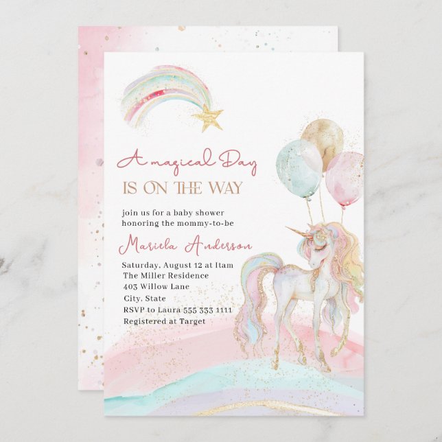 Convite para Aquarela Dourada do Pastel Elegante U (Frente/Verso)