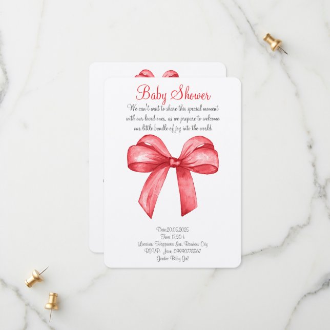 Convite para arco vermelho de aquarela branca (Frente/Verso In Situ)