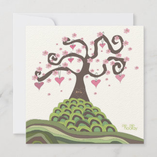 Convite para Árvore de Blossom de Monograma de Cas