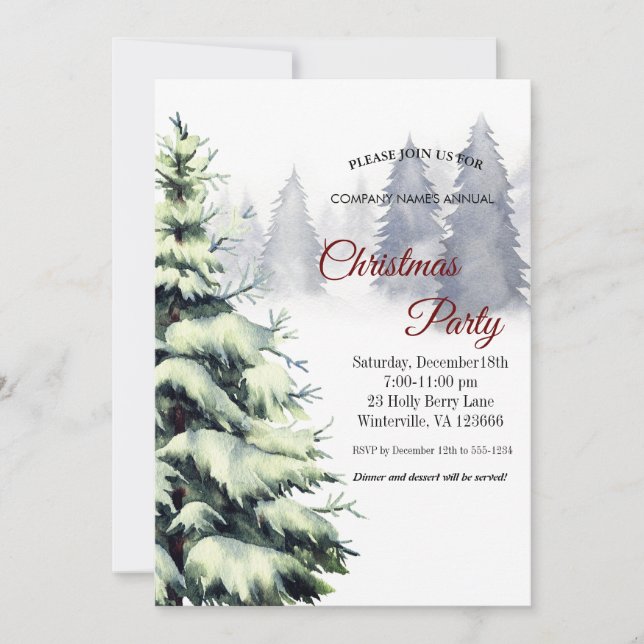 Convite para árvores festivas de Natal Elegante (Frente)