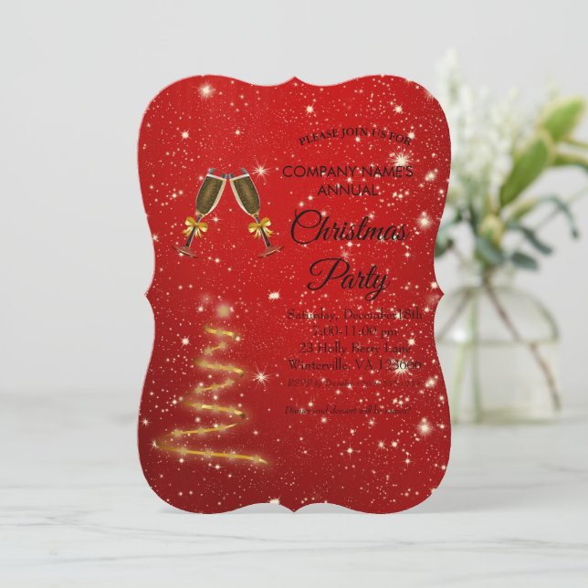 Convite para árvores festivas de Natal Elegante (Em pé/Frente)