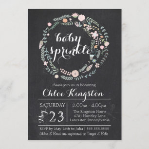 Convite para aspersão Floral Chalkboard Wreath Bab