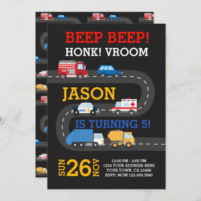 Convite para Automóveis de Cidades, 100% personali (Frente/Verso)