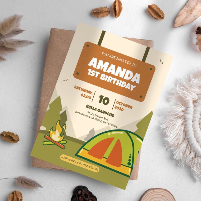 Convite para Aventura Camping Birthday (Criador carregado)
