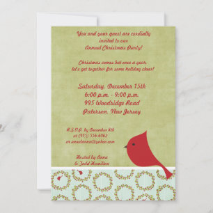 Convite para aves de Natal Cardeal 5x7