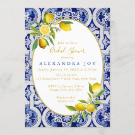 Convite para Azulejos Espanhol de Limão e Azul