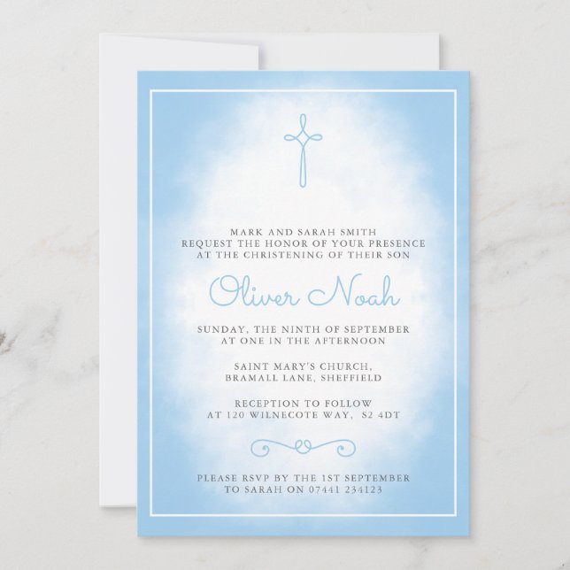 Convite para Baby Boy Christening/Baptism (Frente)