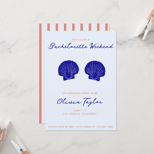 Convite para Bachelorette Beach (Frente/Verso In Situ)