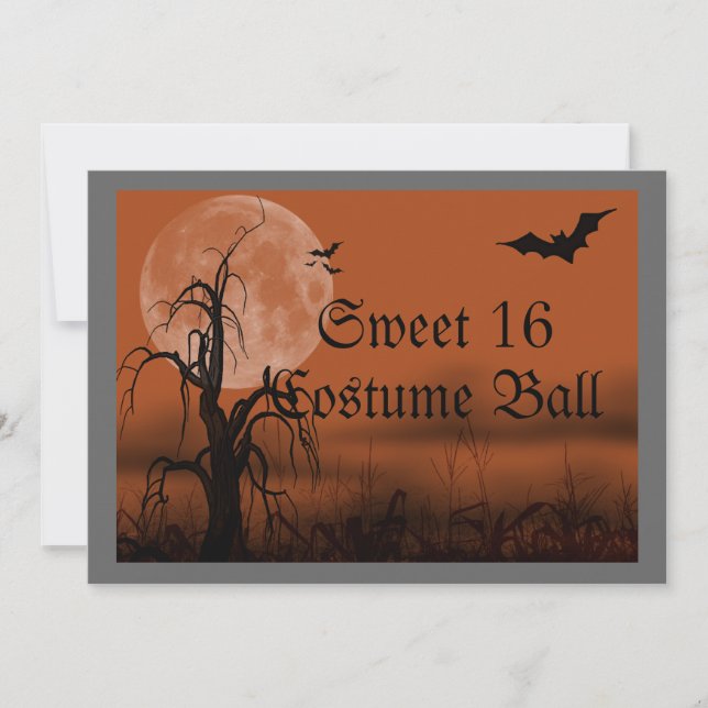 Convite para Baile de Fantasias de Halloween Sweet (Frente)