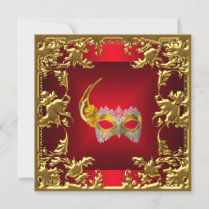 Convite para Baile Glamouroso Elegante Vermelho Pr