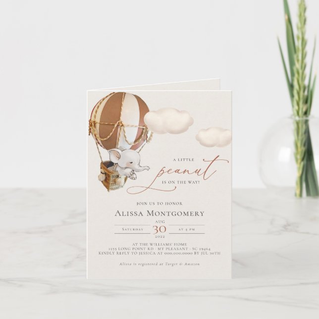 Convite para balão de ar quente de elefante (Frente)