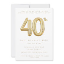 Convite para balão do Partido 44-aniversário de 40