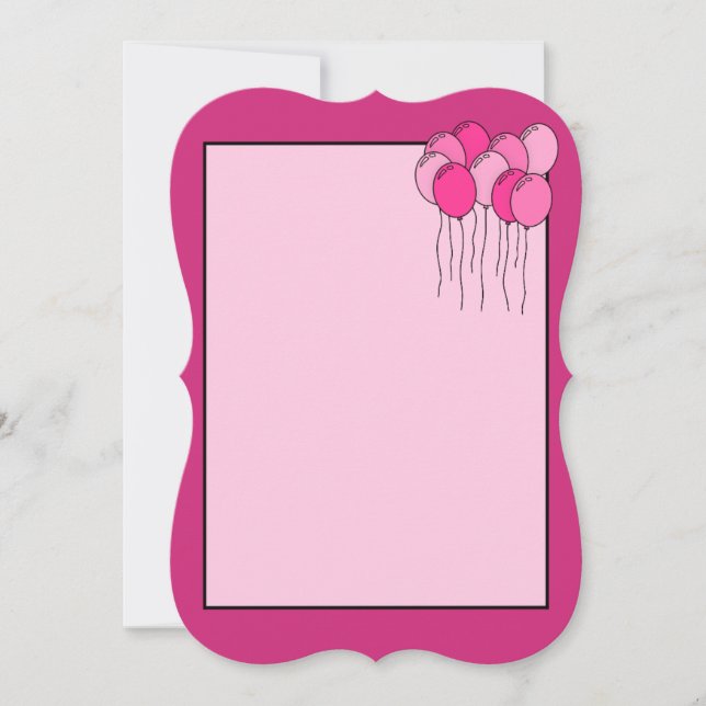 Convite para balão rosa (Frente)