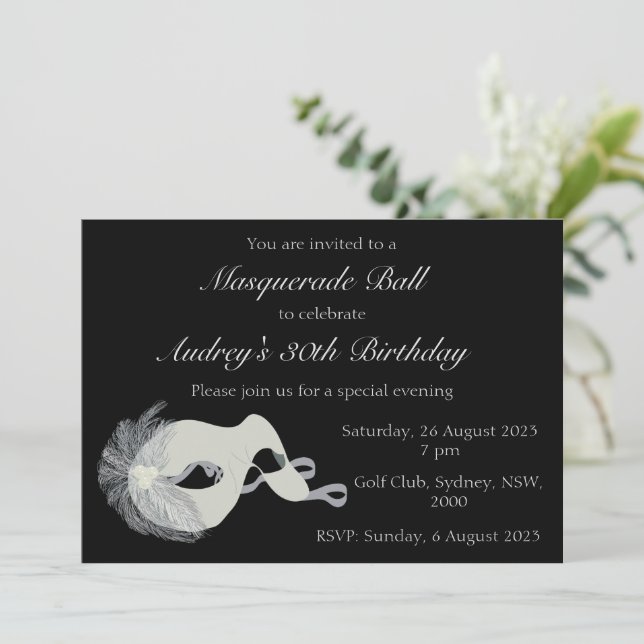 Convite para Ball de mascarada (Em pé/Frente)