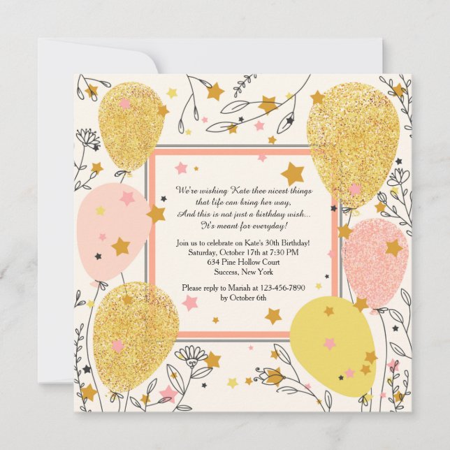 Convite para Balões de Celebração (Frente)