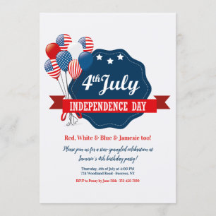 Convite para Balões em 4 de julho