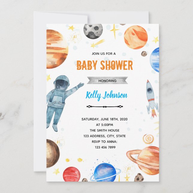 Convite para banho de chuveiro no espaço da galáxi (Frente)