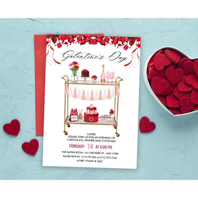 Convite para Bar Cart do Dia de Galentine (Criador carregado)
