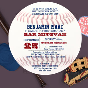 Convite para Bar de basebol redondo Mitzvah