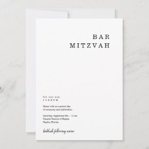 Convite para Bar Mínimo Personalizado Mitzvah