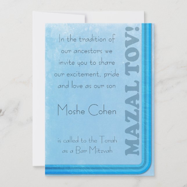 Convite para Bar Mitzvah - design Na moda (Frente)