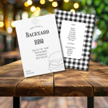 Convite para Barbecue de Xadrez Rústica