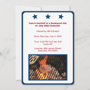 Convite para Barbecue Hamburger em 4 de julho