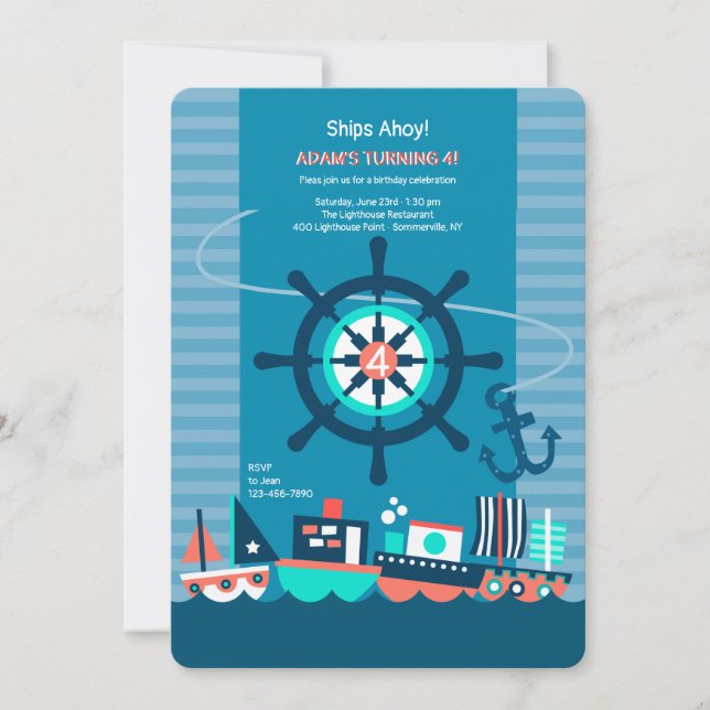 Convite para Barcos Brinquedos (Frente)