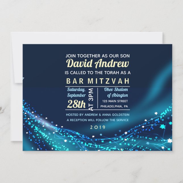 Convite para Bat Mitzvah, Bar das Estrelas brilhan (Frente)