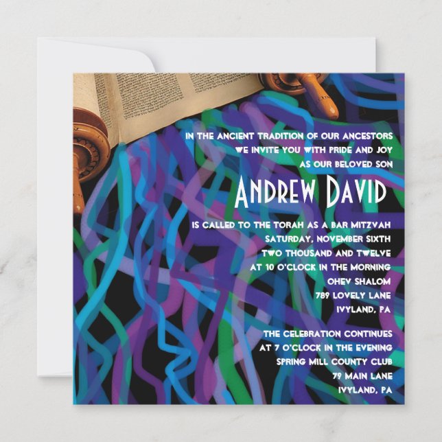 Convite para Bat Mitzvah, Bar de Torah (Frente)