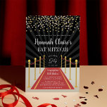 Convite para Bat Mitzvah, Bat Red Carpet Hollywood<br><div class="desc">Os convites para o Taco Mitzvah são perfeitos para o seu momento em destaque! Os convites apresentam um tapete vermelho e uma design de corda velvet com seu nome e cerimônia de morcego mitzvah e detalhes da festa em letras brancas,  revestidos com blush e confetti dourado.</div>