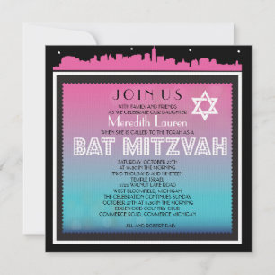 Convite para Bat Mitzvah BROADWAY CLÁSSICO com Sta