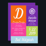 Convite para Bat Mitzvah Color Block<br><div class="desc">Este convite colorido é modesto e divertido, com cores brilhantes e um roteiro lúdico. Personalize usando o formulário modelo. Acesse os menus avançados selecionando "personalizar mais", onde você poderá alterar as fontes e o layout, se desejar.</div>