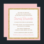 Convite para Bat Mitzvah, cor-de-rosa e Dourada<br><div class="desc">Este convite do Bat Mitzvah de tendência apresenta brilho falso cintilante em camadas sobre um fundo de cor sólida. Use o formulário modelo para adicionar suas próprias informações. O recurso "Personalizar" pode ser usado para alterar o estilo,  a cor e o layout da fonte.</div>