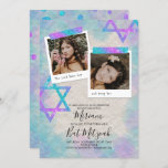 Convite para Bat Mitzvah Turquesa e Pink<br><div class="desc">Estilo de livro digital Bat Mitzvah convite com turquesa, aqua, rosa e trabalho de arte de brilho roxo. Fotos quadradas bonitas com estrela de David trabalho de arte em papel amassado é um belo visual de vintage para sua celebração de aniversário. As legendas das fotos podem ser alteradas para qualquer...</div>