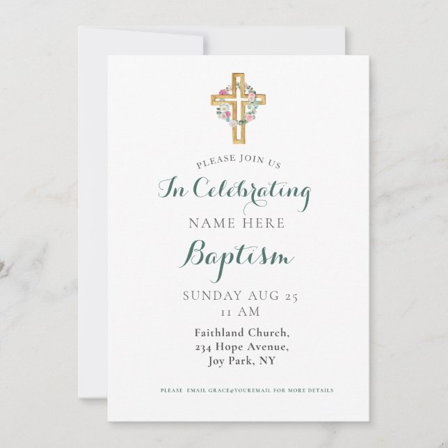 Convite para Batismo Adulto de Fotografia Moderna (Frente)