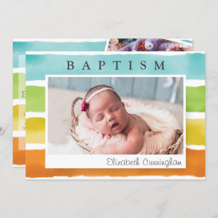 Convite para Batismo Arco-Íris Moderno