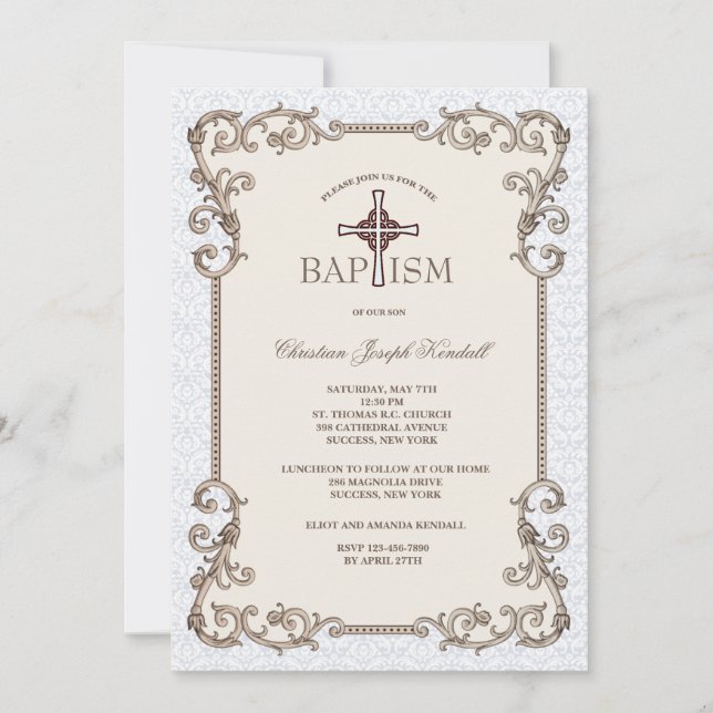 Convite para Batismo Azul do Velho Mundo (Frente)