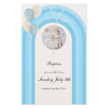 Convite para Batismo Azul Moderno com Menu Persona