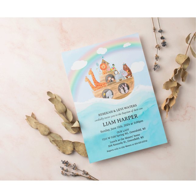 Convite para Batismo de Arca de Noah (Criador carregado)