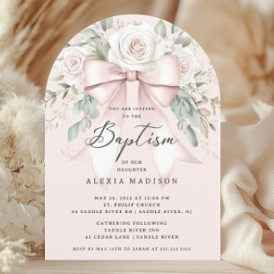 Convite para Batismo de arco e Flor