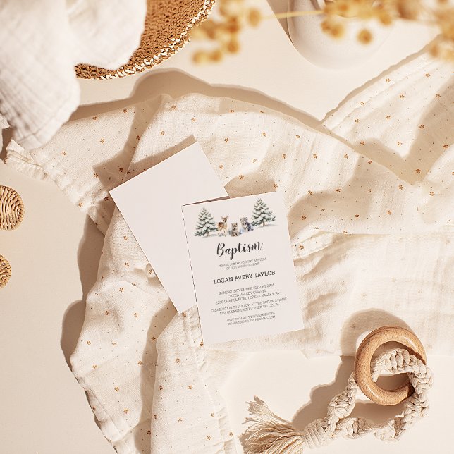 Convite Para Batismo De Bebê De Animais Da Florest (Criador carregado)