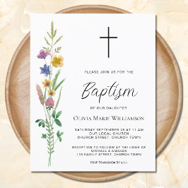 Convite para Batismo de Flor Selvagem de Orçamento