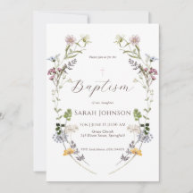 Convite para Batismo de Flores Selvagens