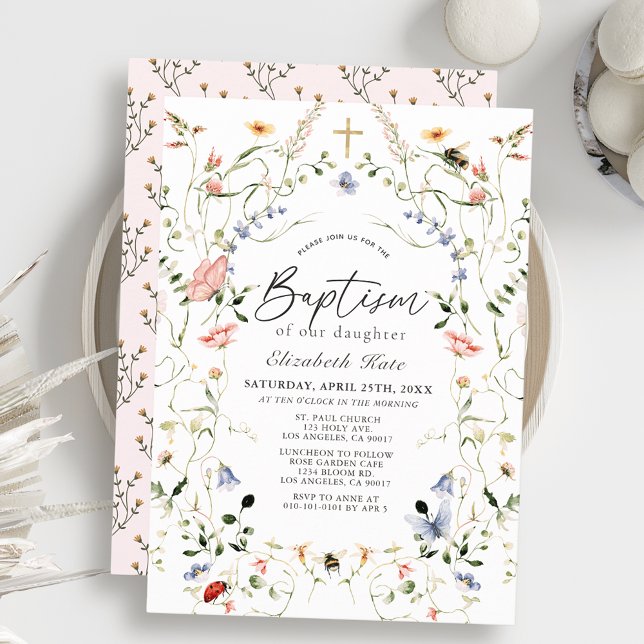 Convite para Batismo de Marinha Selvagem e Borbole (Criador carregado)