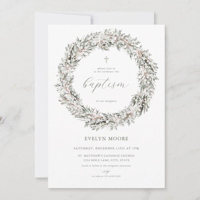 Convite para Batismo de Natal de inverno (Frente)