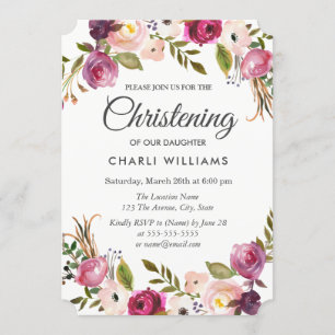 Convite para batismo de Natal Floral do Jardim Bot