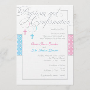 Convite para Batismo e Confirmação de Menina e M